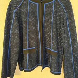 Ming Wang Black and Blue Patterned Blazer